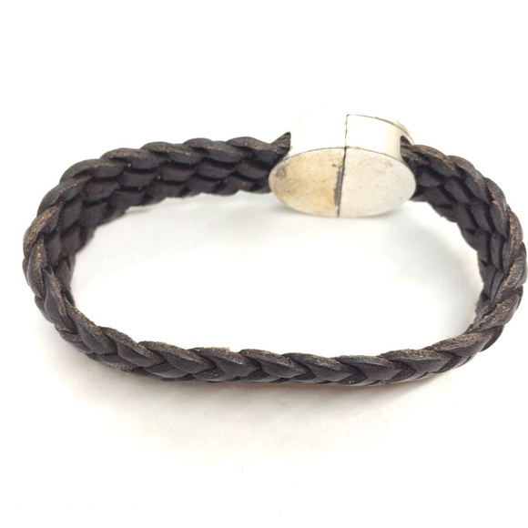 3/$30 FOSSIL LEATHER BRAID BRACELET BROWN MAGNETIC CLASP BOHO - Picture 12 of 14